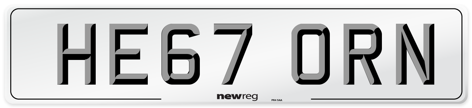 HE67 ORN Number Plate from New Reg
